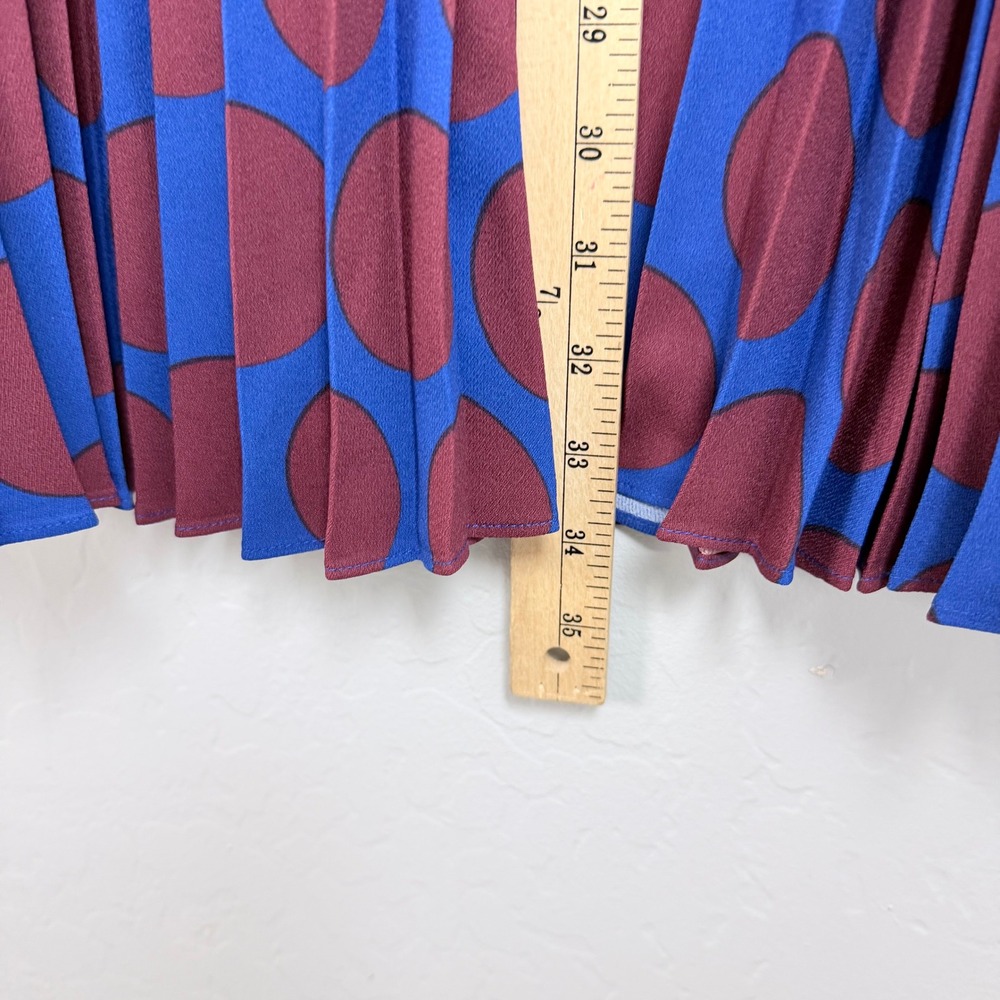 Boden Blue Burgundy Polka Dot Pleated Midi Skirt Womens 12R New - Picture 5 of 6